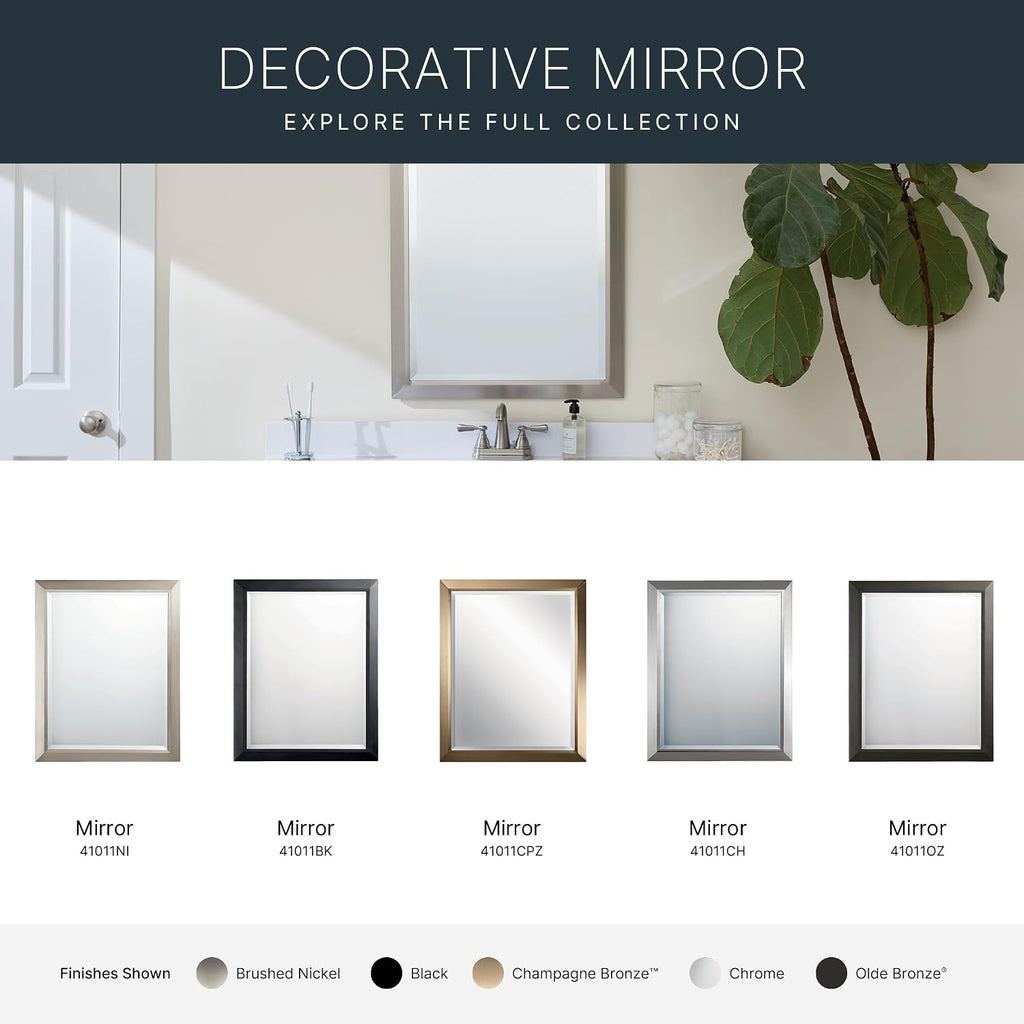 Kichler 30' Rectangular Wall Mirror in Brushed Nickel, (24' W x 30' H), 41011NI