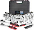 FIRSTINFO 52-Piece Pass Through Socket Set, Low Profile Go-Thru Ratchet Wrench Set, SAE & Metric Spline Sockets, 1/4', 3/8' & 1/2' Drives, for Long Bolts & Damaged Fasteners, F32283