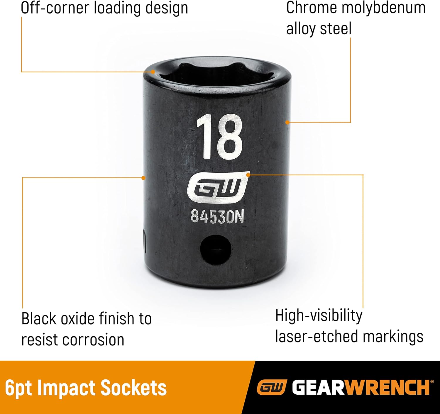 GEARWRENCH 27 Pc. 1/2' Drive 6 Pt. Impact Socket Set, Deep, SAE/Metric - 84949N