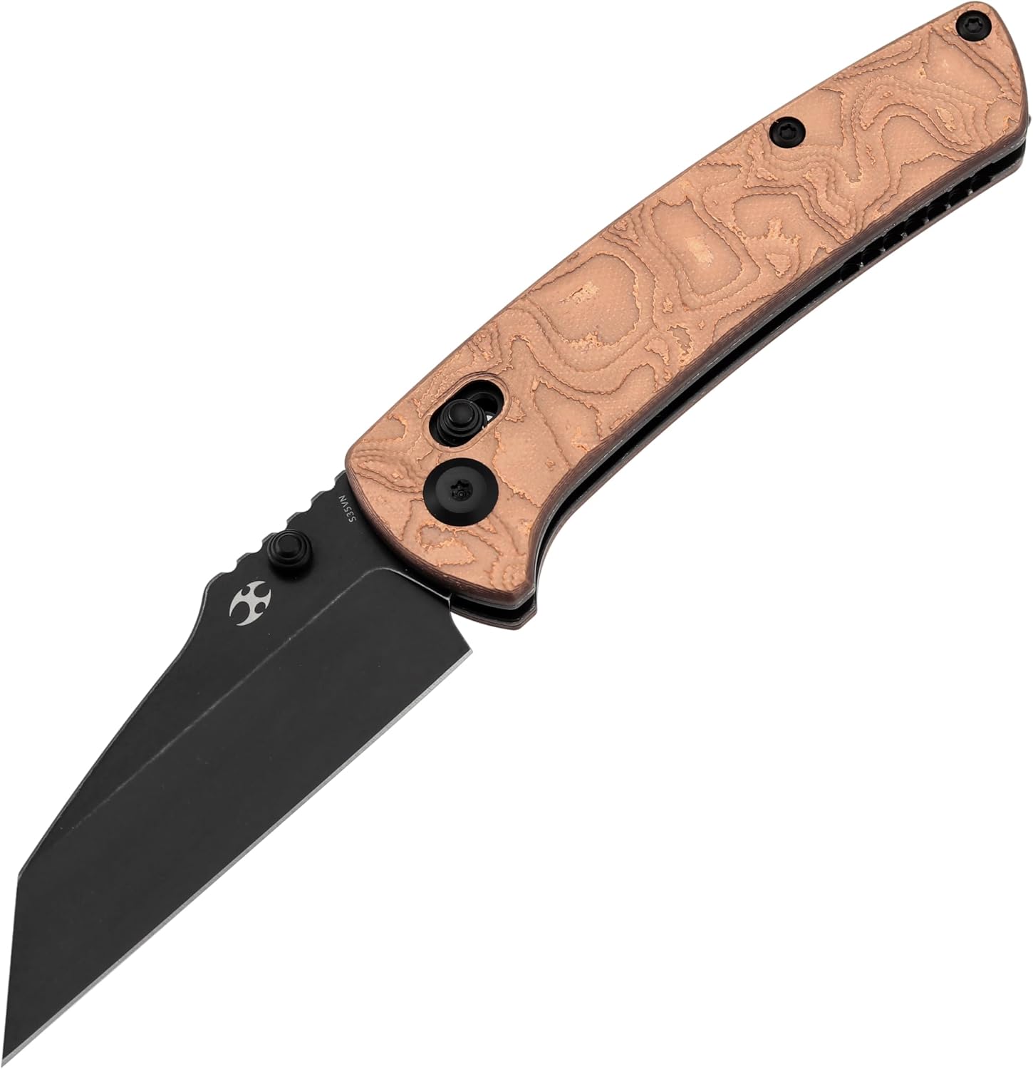 KANSEPT Elite Main Street Pocket Knife, 3.36''Blackwash CPM S35VN Tanto Blade, Pure Copper + G10 Handle with Axis Lock and Thumb Stud,Clip for EDC, Men Gift Camping Survival Folding knives K1015V2