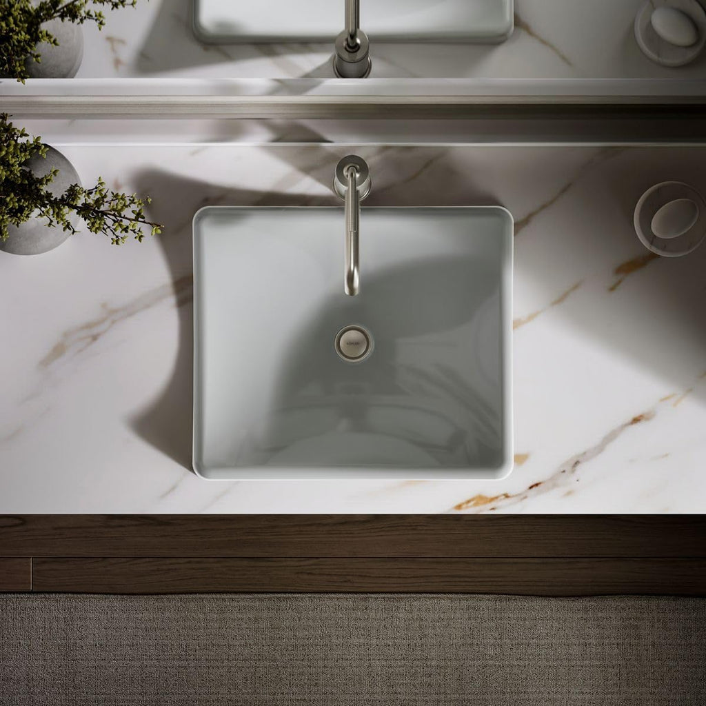 Kohler K-2833-95 DemiLav Rectangular Above-Counter 1 Bowl Bathroom Sink Ice Grey