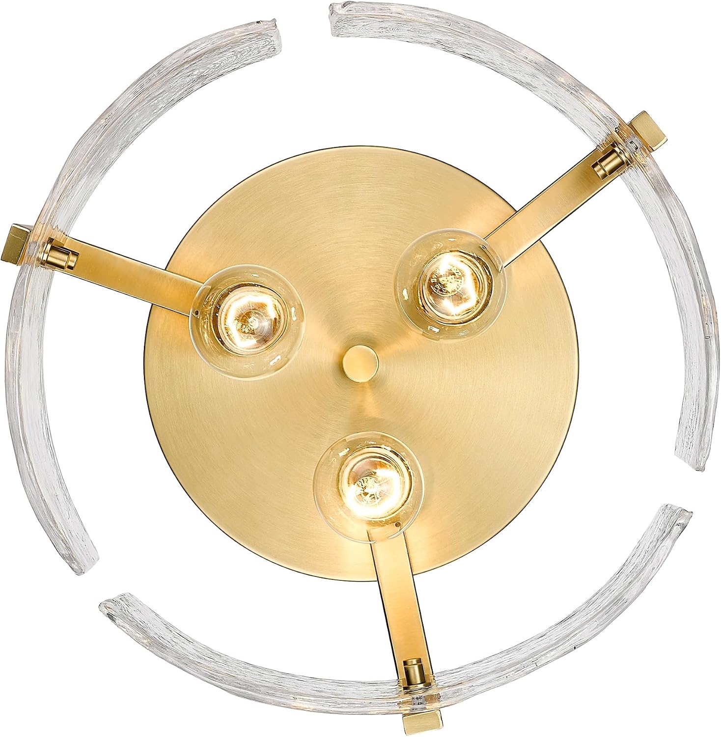 Golden Lighting Aenon 3-Light Hammered Water Glass Metal Flush Mount in Bronze