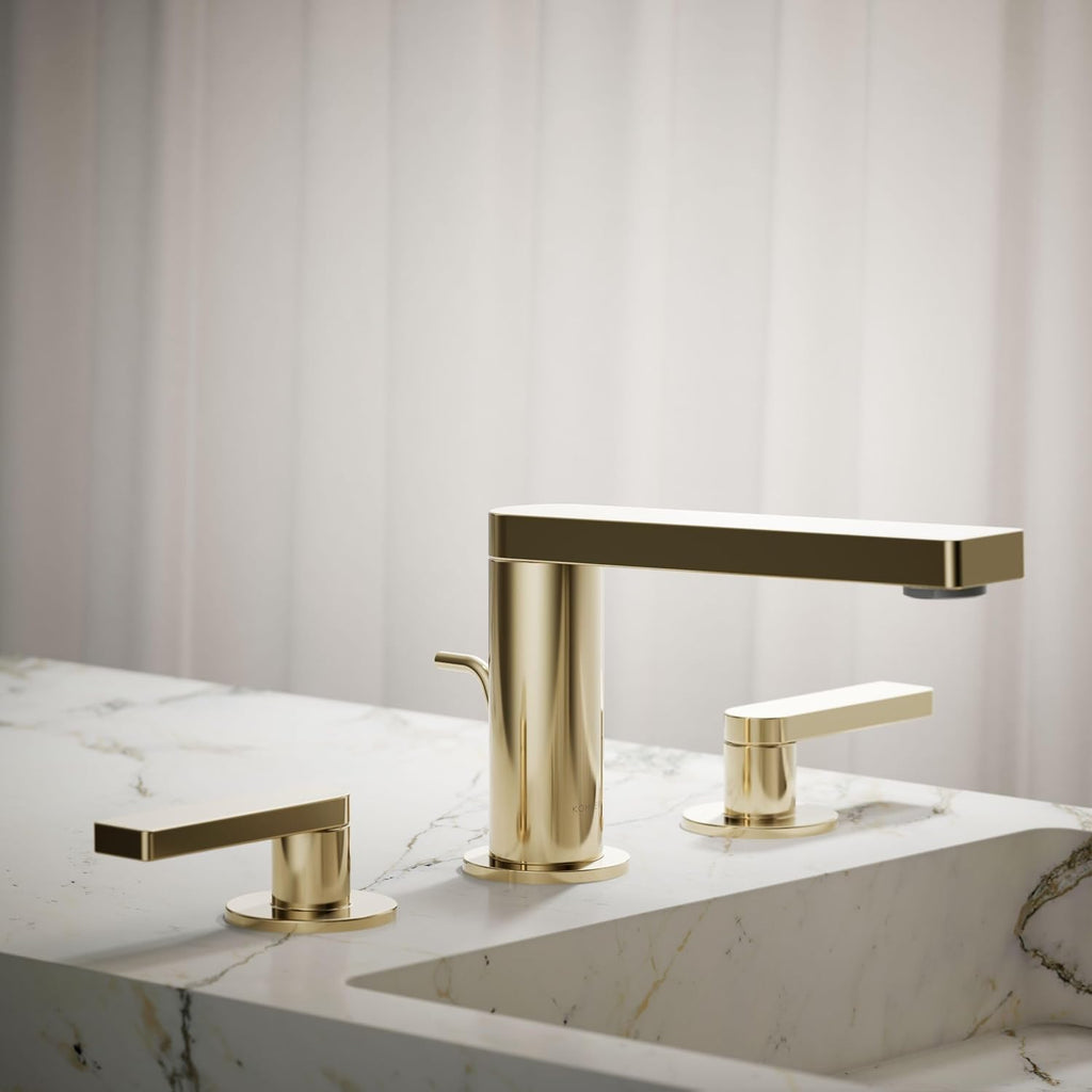 Kohler 73060-4-AF Composed® Widespread Bathroom Sink Faucet with Lever Handles, 1.2 gpm, Vibrant French Gold