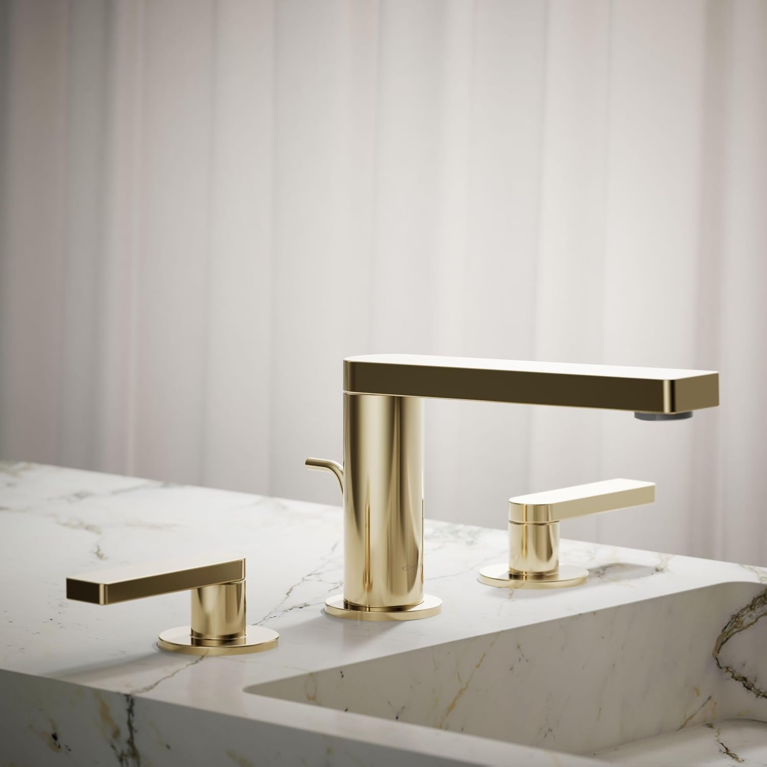 Kohler 73060-4-AF Composed® Widespread Bathroom Sink Faucet with Lever Handles, 1.2 gpm, Vibrant French Gold