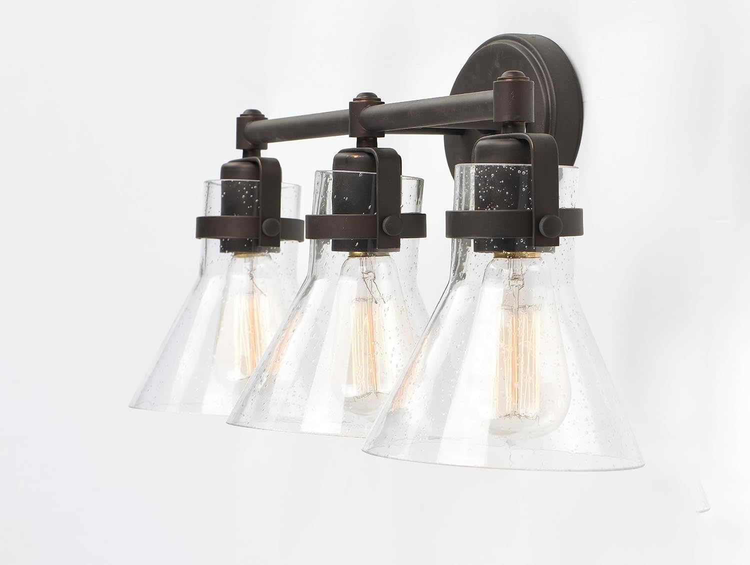 Maxim Lighting Seafarer 3-Light Bath Vanity Light | Oil Rubbed Bronze Steel Finish | Seedy Glass Shade | Industrial Indoor Light Fixture | Ideal for Bathrooms & Powder Rooms | Dimmable | 26113CDOI