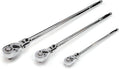 Steelman 180-Degree Locking Flex Head Ratchet Set, 72-Tooth, Reversible, Quick-Release, Long Handle, 3-Piece