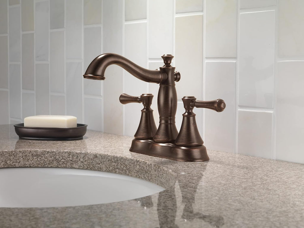 Delta Faucet Cassidy Gold Bathroom Faucet, Centerset Bathroom Faucet, Metal Drain Assembly, Champagne Bronze 2597LF-CZMPU, 5.41 x 6.59 x 5.41 inches