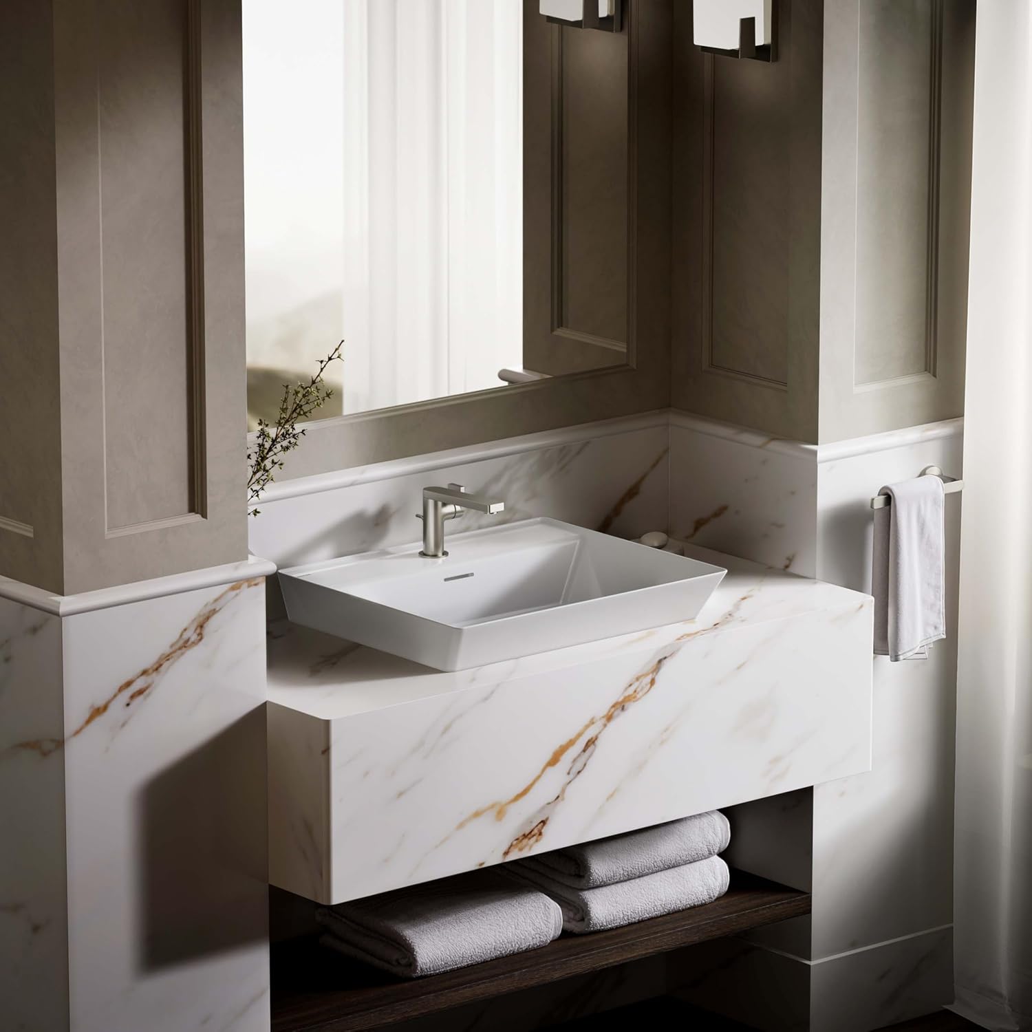 KOHLER Brazn Rectangle Vessel Bathroom Sink