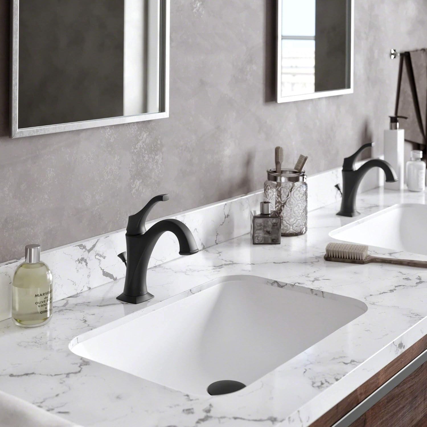 KRAUS KVF-1200MB Arlo Single Handle Vessel Bathroom Faucet with Pop Up Drain, Matte Black