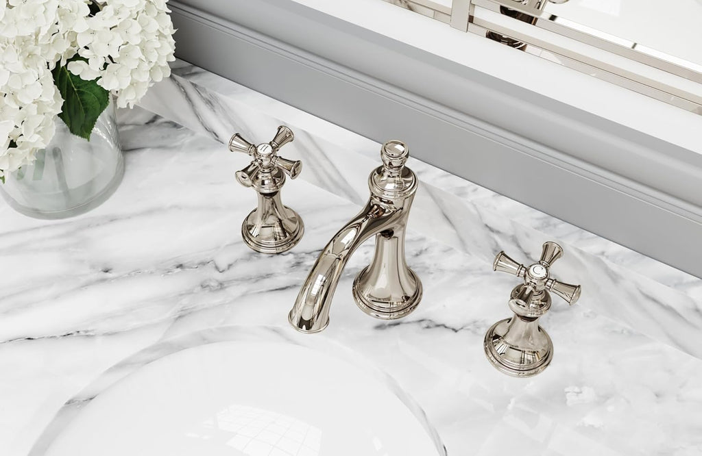 Pfister, LG49-TB0K, Tisbury 1.2 GPM Widespread Bathroom Faucet - Pop-Up Drain Included, Brushed Nickel