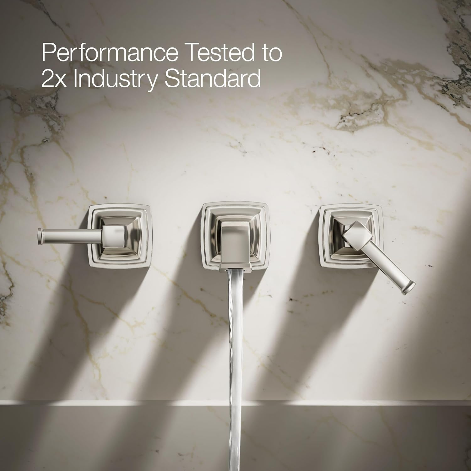 Kohler T26432-4-SN RIFF® Widespread wall-mount bathroom sink faucet trim, Vibrant Polished Nickel