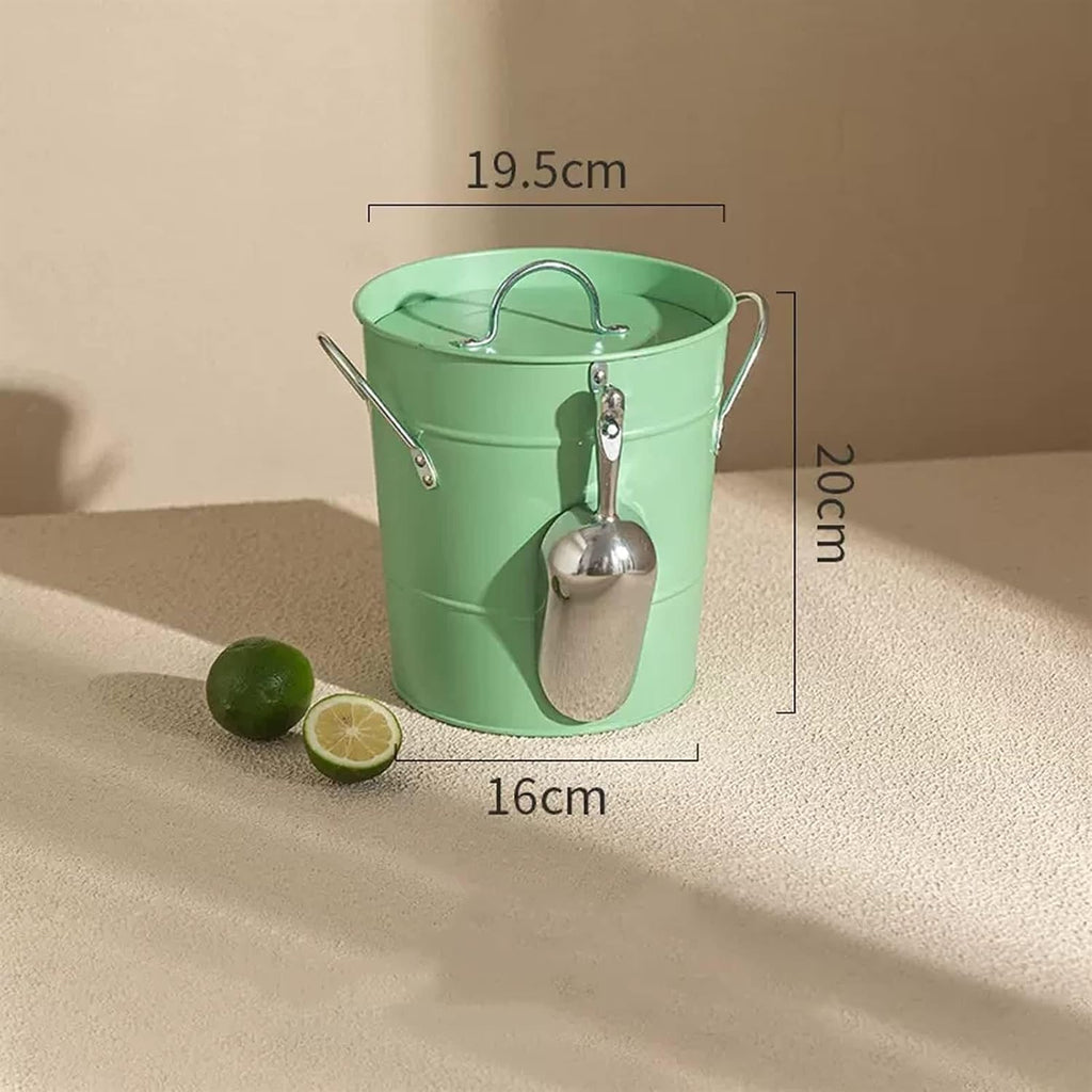 Insulated Ice Bucket 3.5 Liter Double Wall Ice Bucket Insulated Ice Buckets with Lid and Scoop Thickened Metal Ice Buckets,Party Beverage Tub for Home Kitchen Parties Cocktail Bar