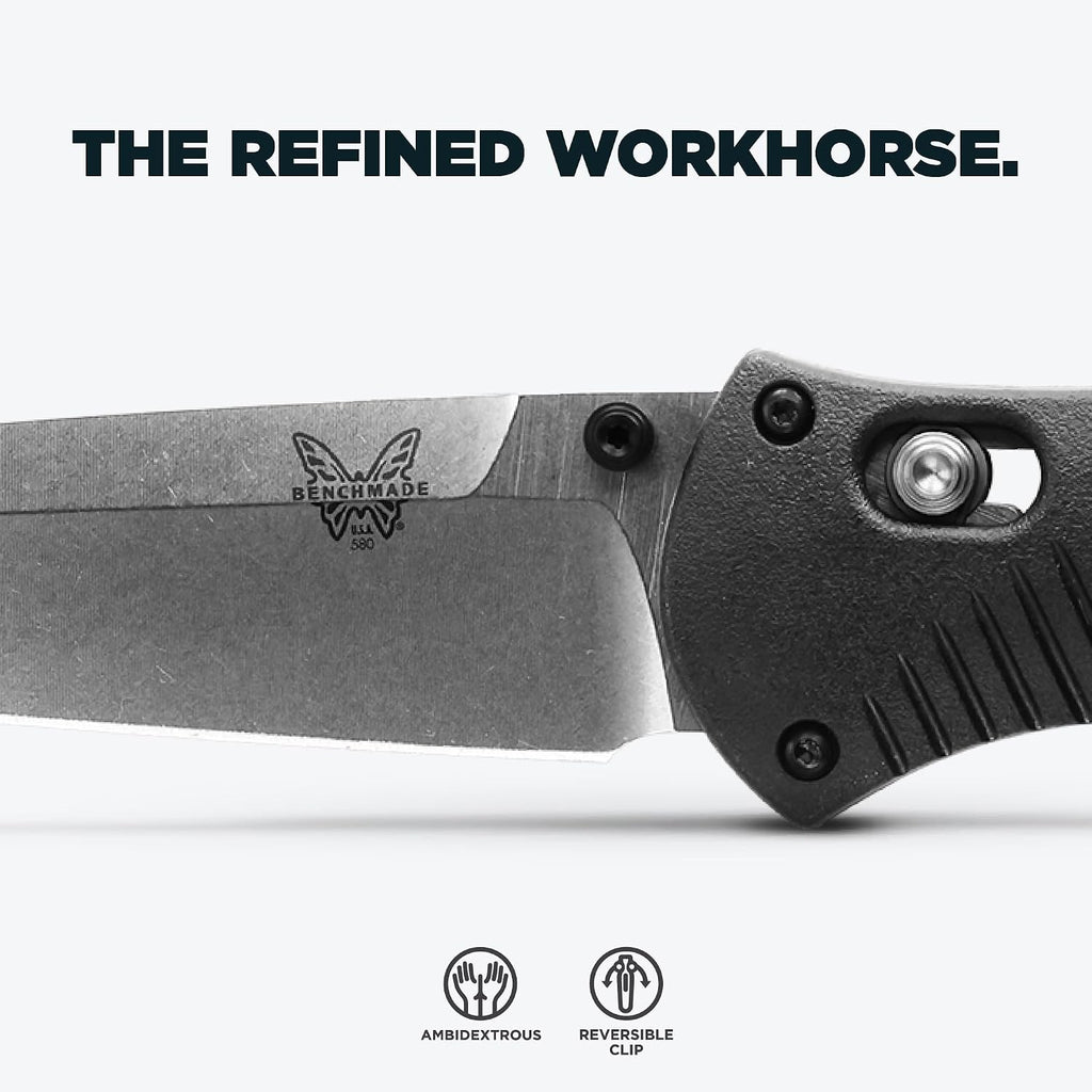 Benchmade - Barrage, Tactical, Every Day Knife, Plain Edge, Drop-Point Blade with Black Valox Handle (580)