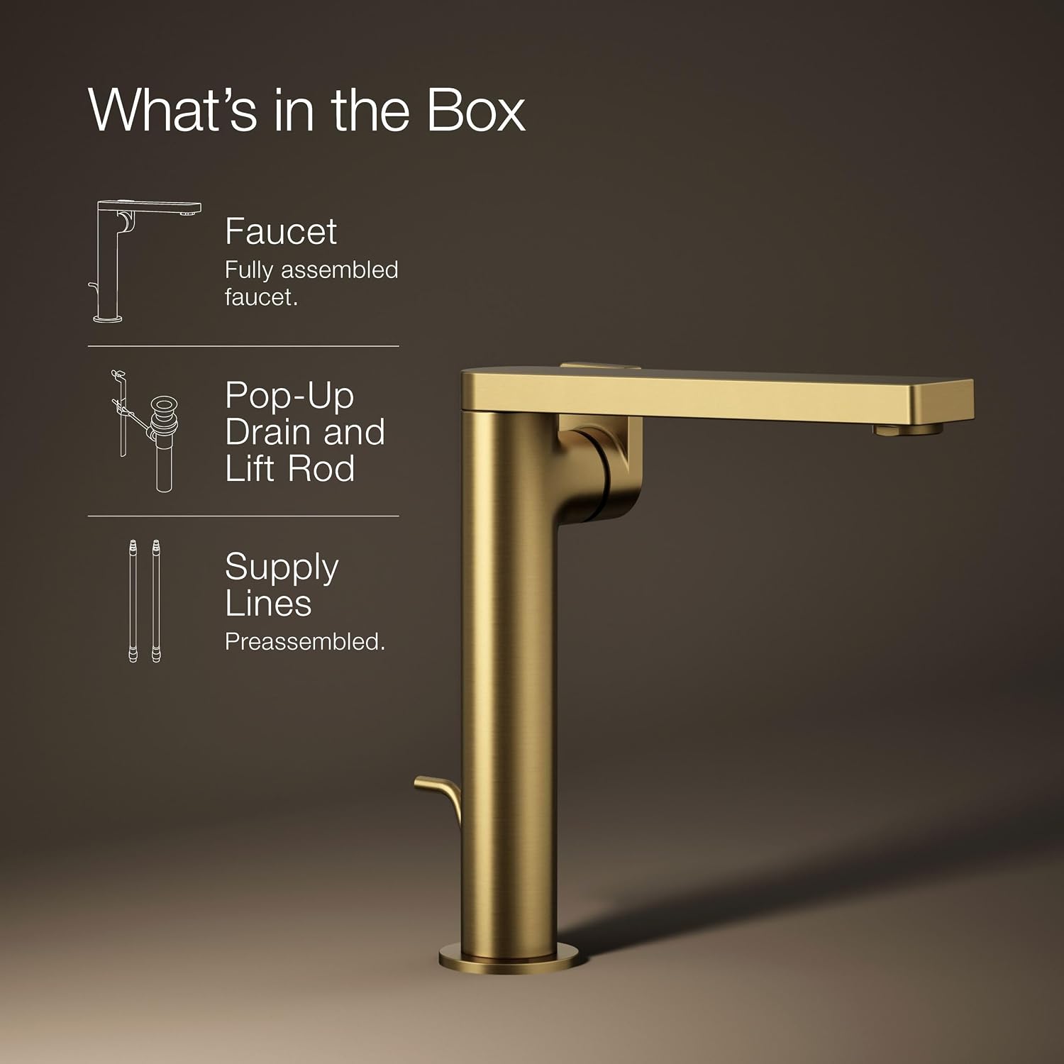 Kohler 73168-4-2MB Composed® Tall single-handle bathroom sink faucet with Lever handle, 1.2 gpm, Vibrant Brushed Moderne Brass