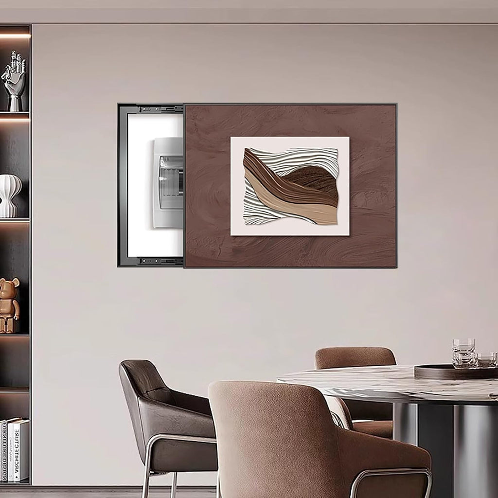 Circuit Breaker Box Cover, Electrical Panel Cover, Hanging Electric Meter Box Art Hide Decorative Paintings, Suitable for Living Rooms, Hotel(Brown 4,55 * 45cm/21.6 * 17.7in)