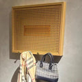 Rattan Electrical Panel Cover Wooden with Hooks, Indoor Breaker Box Cover Panel for Home Fuse Box, Hide Water Meter Box Cover for Alarm Panel Cover(45x35cm(17 3/4x13 3/4'))