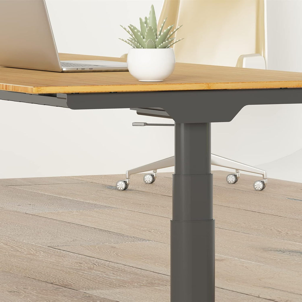 FLEXISPOT E6 Pro 78' x 30' Organic Modern Bamboo Standing Desk, Dual Motor 3-Stage Height Adjustable Desk with Oval Legs, Heavy Duty 330lbs, Bamboo Desktop with Ergonomic Curved Edge, Black Frame