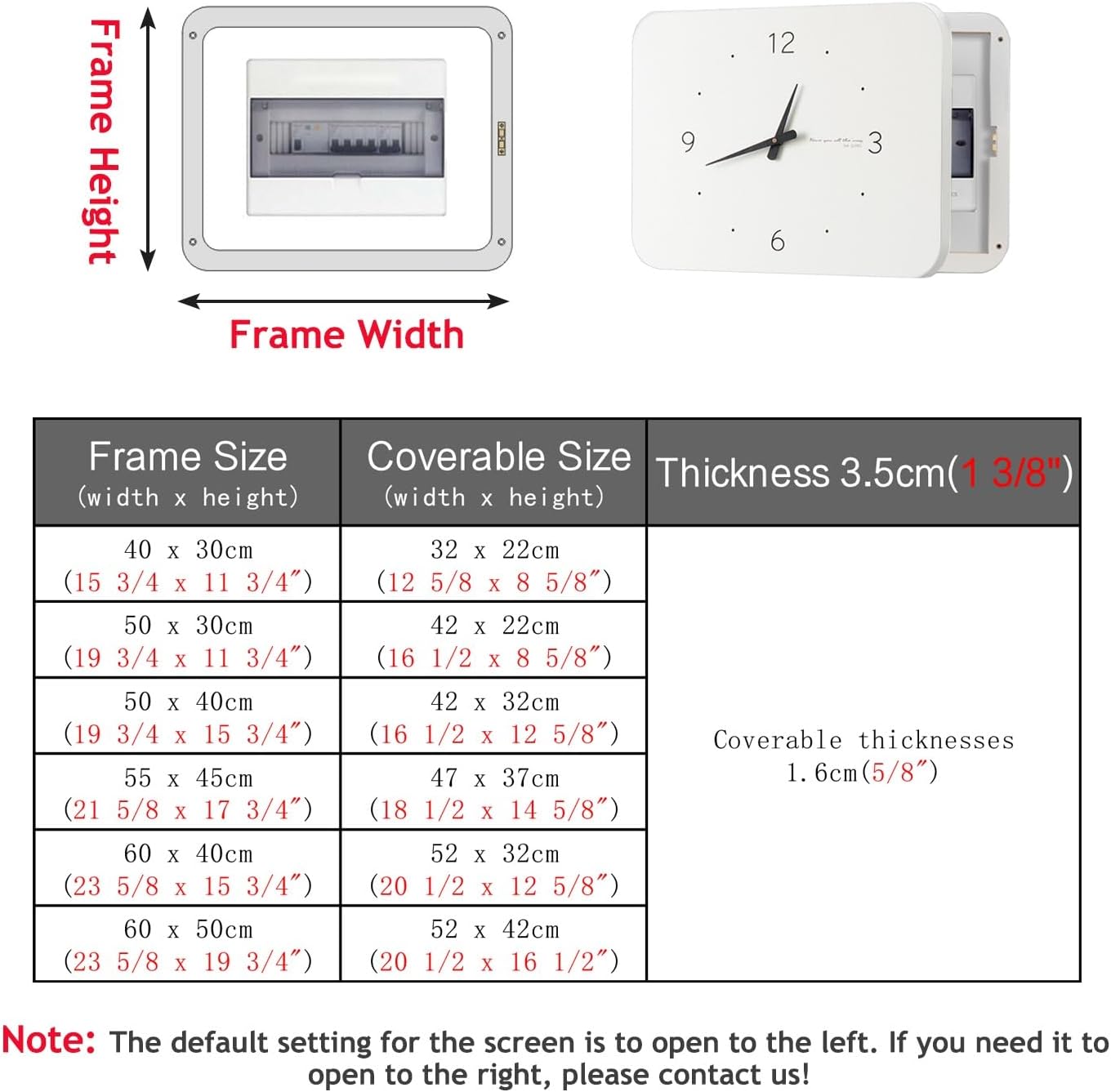 Electrical Panel Cover Wood Breaker Box Cover with Clock, White Electrical Panel Cover Decorative Wall, Detachable Distribution Cover Wall Hanging, for Farmhouse(Style1,WXL-45 x 35CM-17.7x13.8')