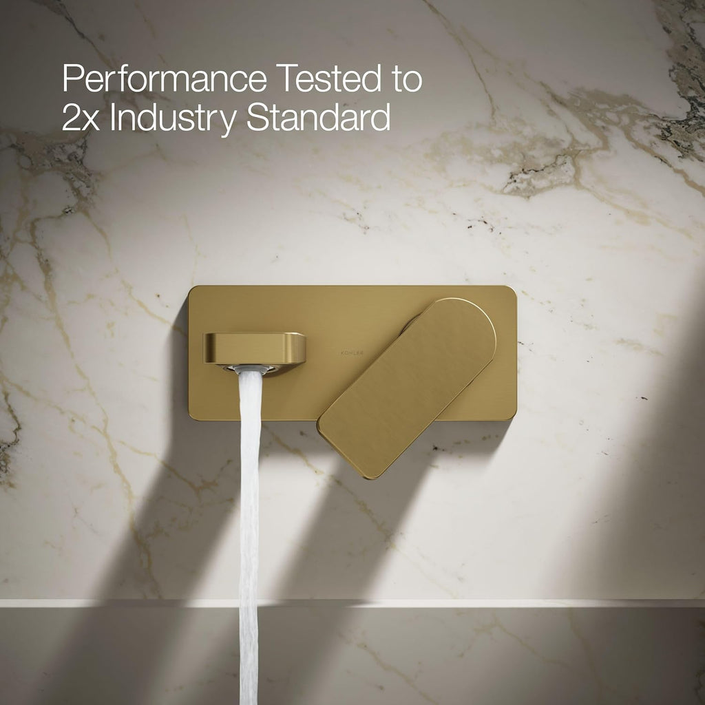 Kohler 22567-4-2MB Parallel® Wall-Mount Single-Handle Bathroom Sink Faucet, 1.2 gpm, Vibrant Brushed Moderne Brass