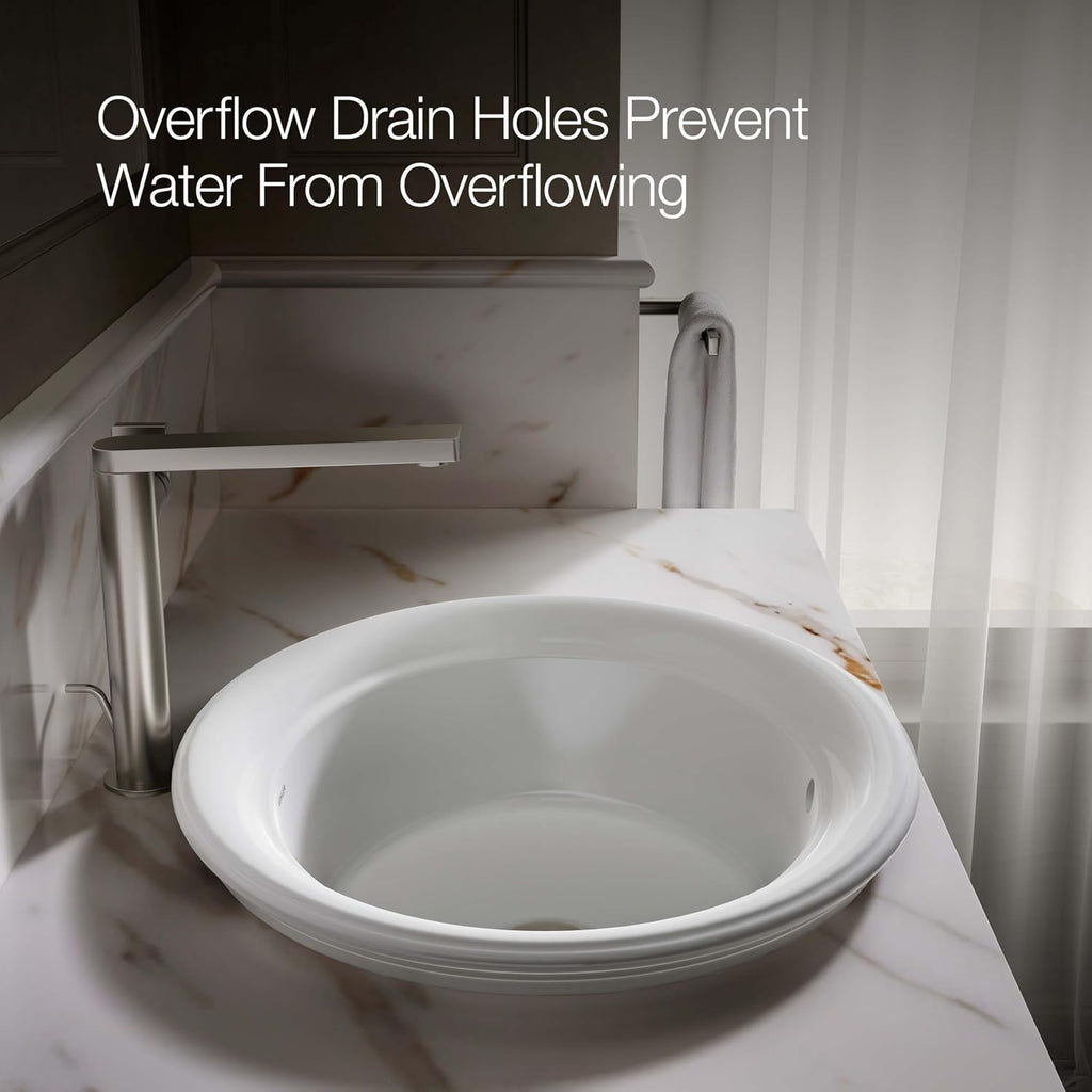 Kohler K-21780-0 Artifacts 21' Oval Drop-in Bathroom Sink, White