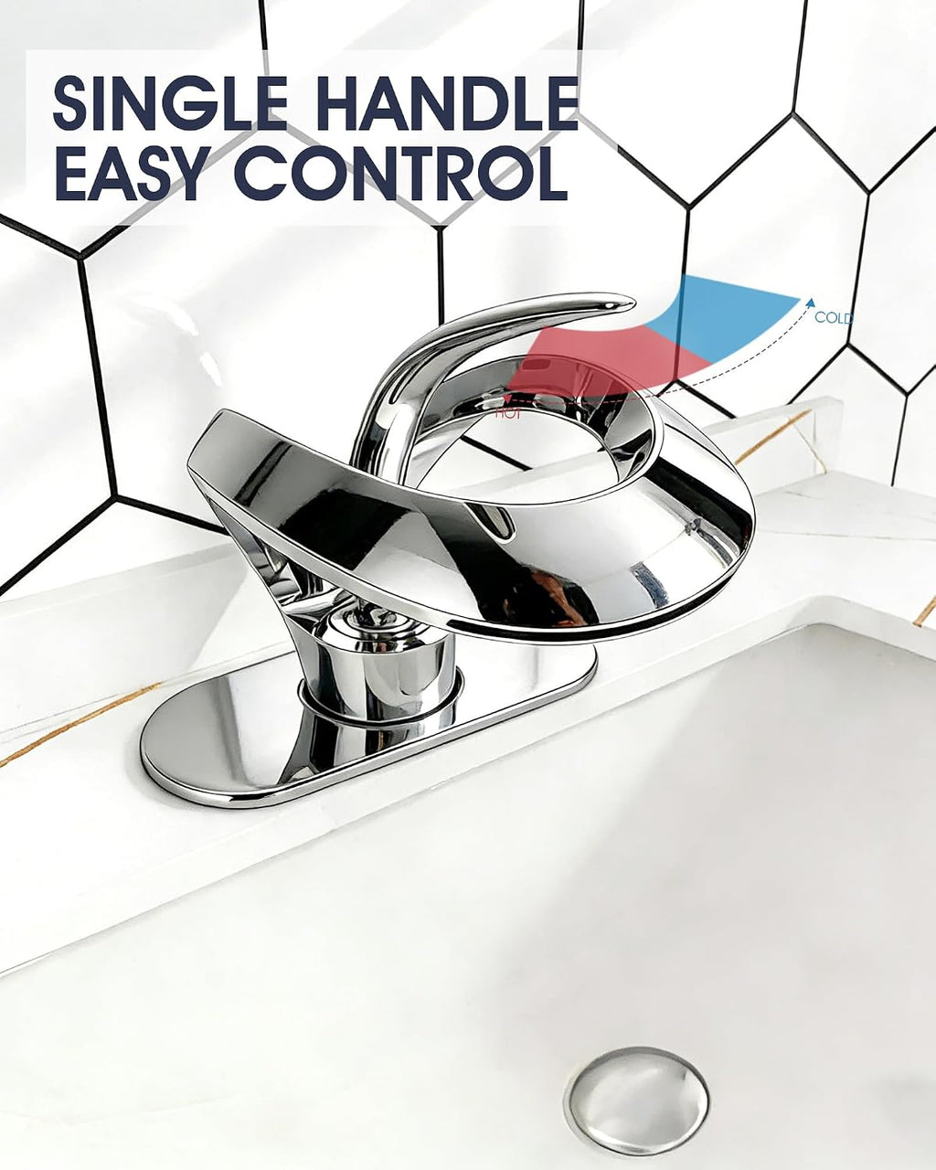 Elegant Bathroom Sink Faucet Single Hole,AUU Waterfall Chrome Vanity Sink Faucet Solid Brass,Single Handle Lavatory Basin Tap with Pop Up Drian Supply Line (Chrome, Short)