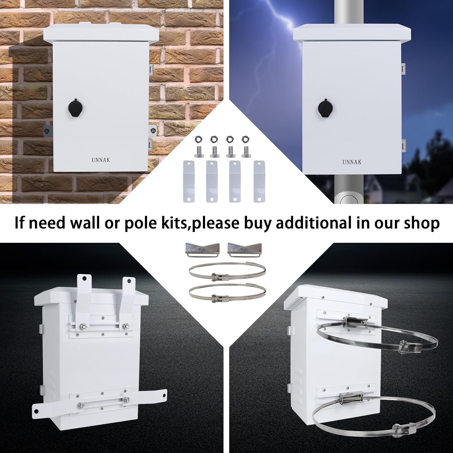 Outdoor Electrical Box NEMA Enclosure - 19.7x15.7x11.8 Network Weatherproof Exterior Box Ventilated Enclosure hinged Galvanized Electrical Ventilation Design(500x400x300mm)