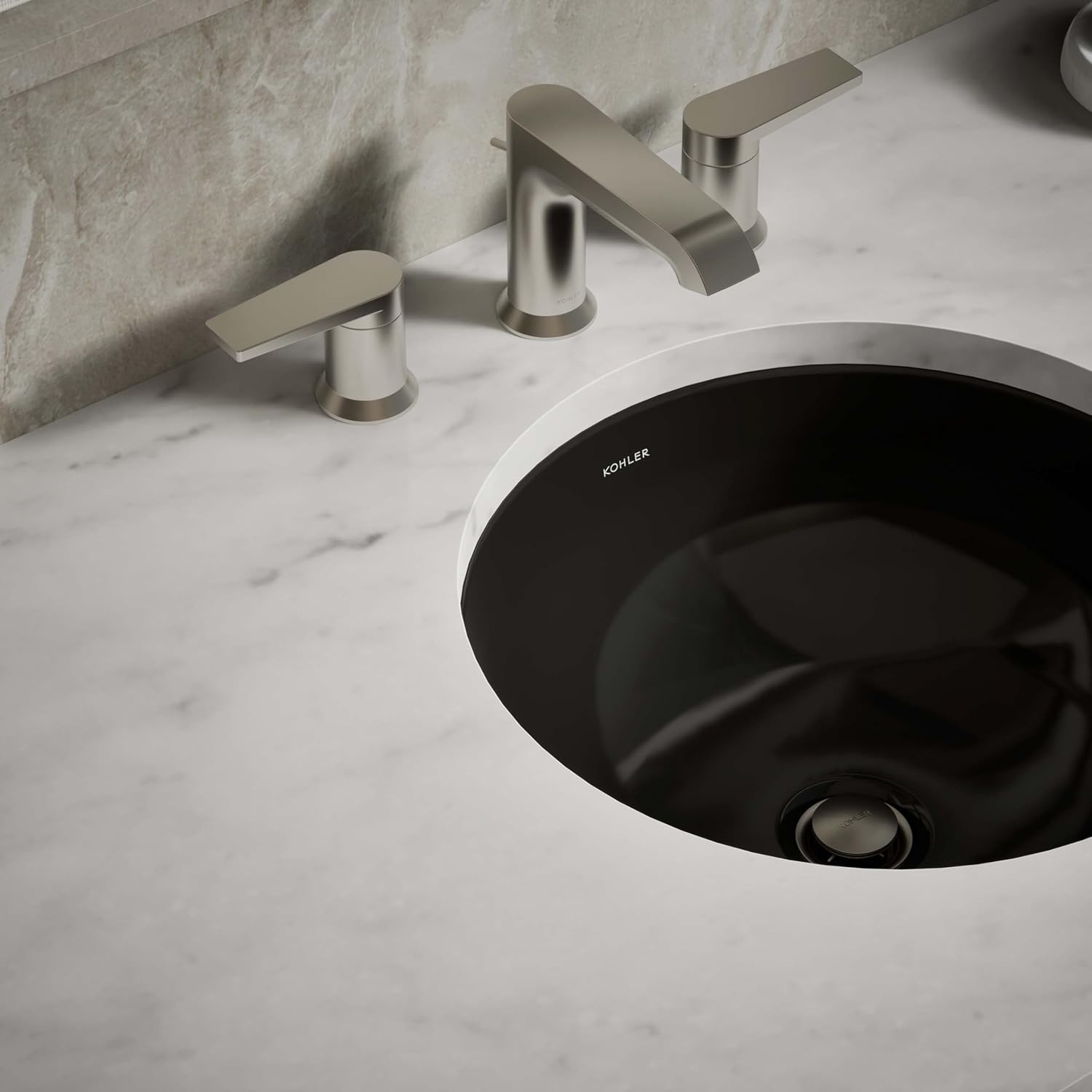 KOHLER K-29000-7 Caxton Undercounter Bathroom Sink, Round, Black Black