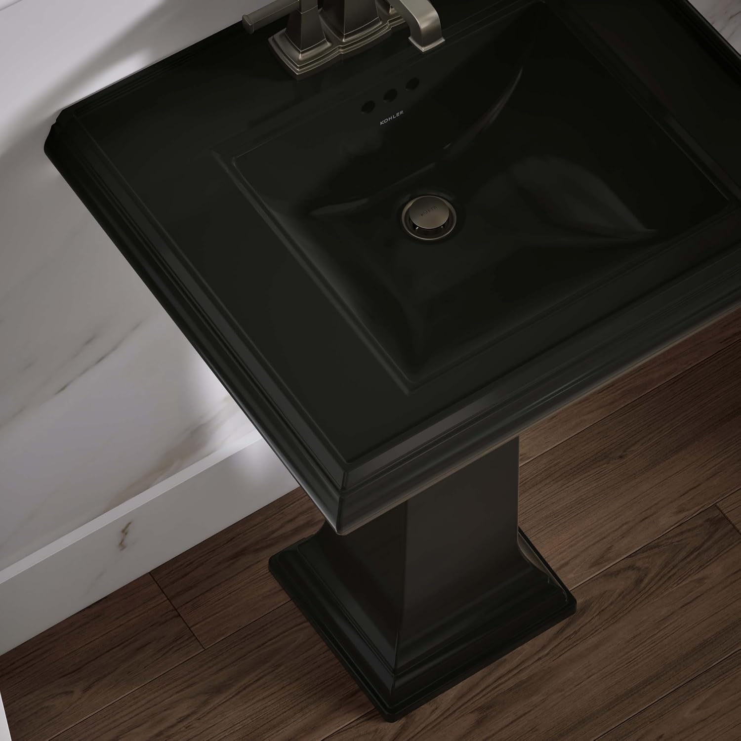 KOHLER Memoirs® pedestal/console table bathroom sink basin with 4' centerset faucet holes