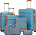 LONG VACATION Luggage Set 6 Piece Suitcase with Spinner Wheels, ABS+PC Hardshell Luggage with TSA Lock & YKK Zipper