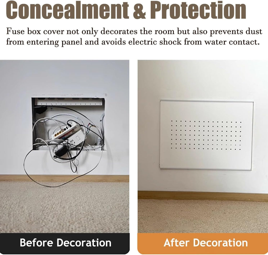 Electrical Panel Cover Solid Color Fuse Box Cover with Self Adhesive Rail, Slim Push Pull Electric Meter Box Covers, Wall Sliding Electrical Panel Cover Shield(Gray3,60 x 40cm-23.6 x 15.7)