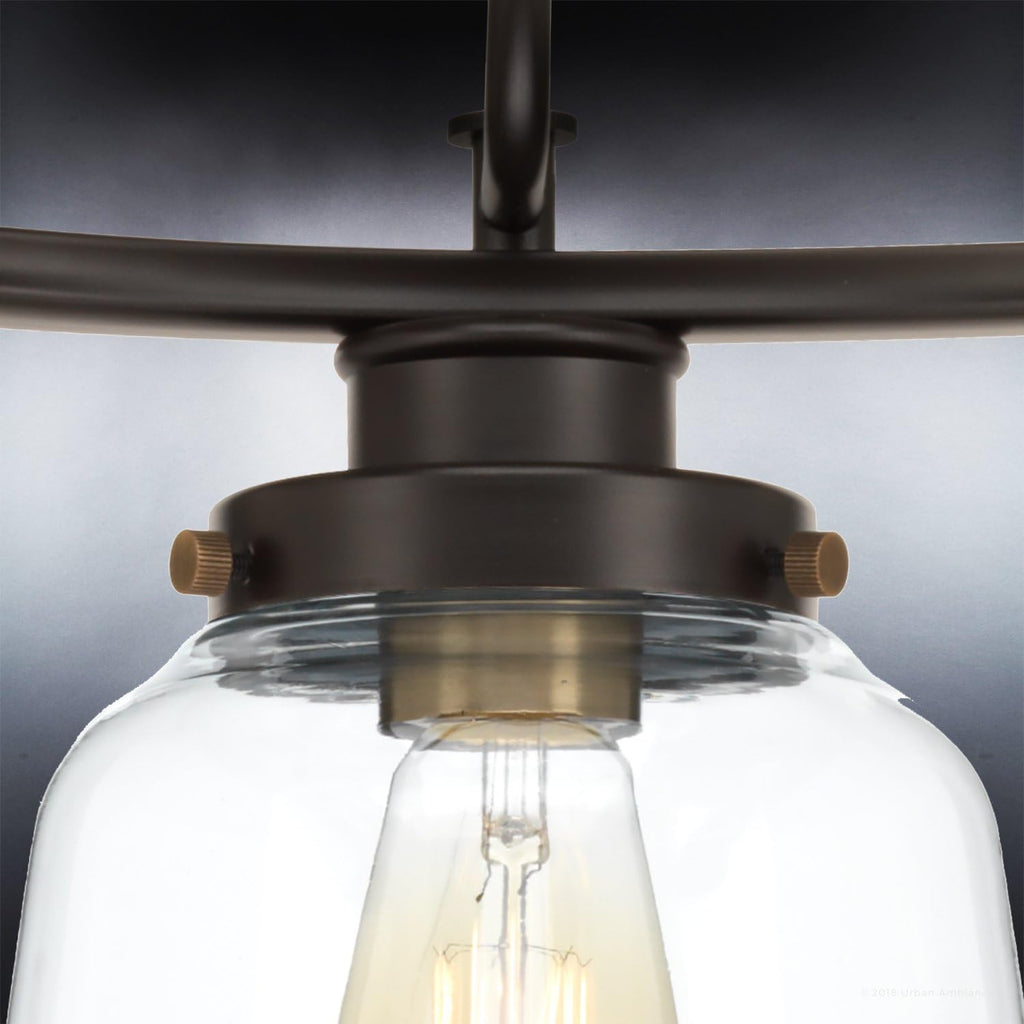 Urban Ambiance Luxury Industrial Chic Chandelier, Medium Size: 18' H x 22' W, with Art Deco Style Elements, Olde Bronze Finish and Clear Shade, UHP2533, Nottingham Collection
