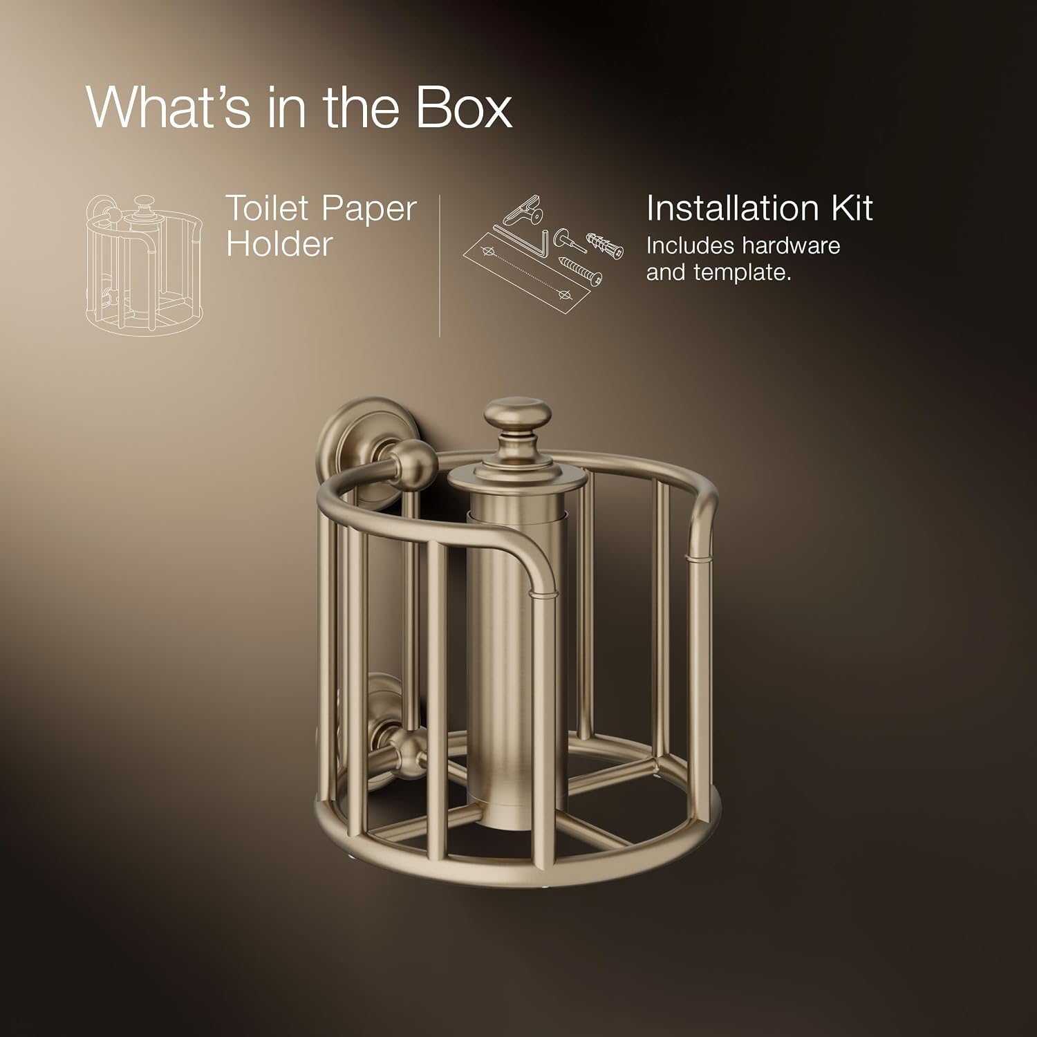 Kohler K-72576-BV Artifacts Toilet Tissue Carriage, Vibrant Brushed Bronze