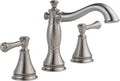 DELTA FAUCET Cassidy Widespread Bathroom Faucet Brushed Nickel, Bathroom Faucet 3 Hole, Bathroom Sink Faucet, Metal Drain Assembly, Stainless 3597LF-SSMPU
