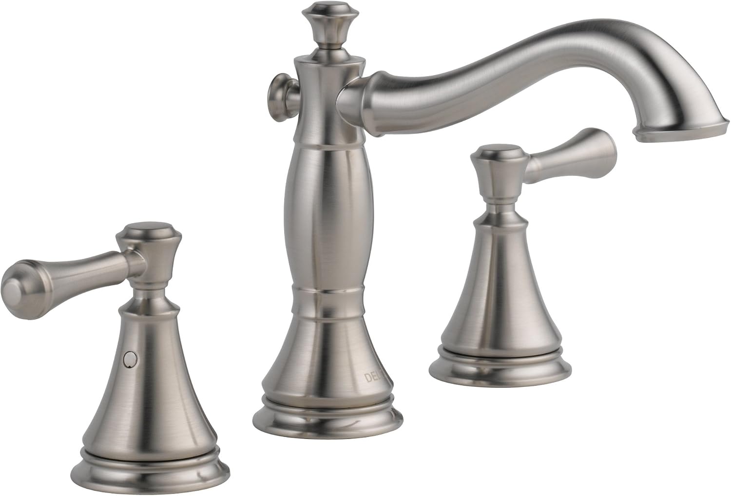 DELTA FAUCET Cassidy Widespread Bathroom Faucet Brushed Nickel, Bathroom Faucet 3 Hole, Bathroom Sink Faucet, Metal Drain Assembly, Stainless 3597LF-SSMPU