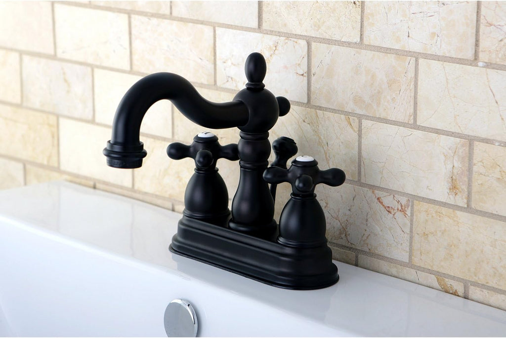 Kingston Brass KB1605AX Heritage 4-Inch Centerset Lavatory Faucet with Metal Cross Handle, Oil Rubbed Bronze , Oil-Rubbed Bronze