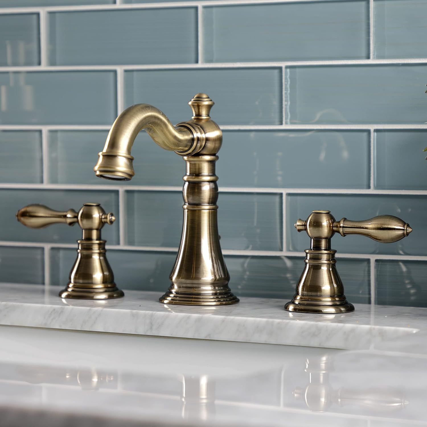 Kingston Brass Fauceture FSC19733ACL American Classic Widespread Bathroom Faucet, Antique Brass