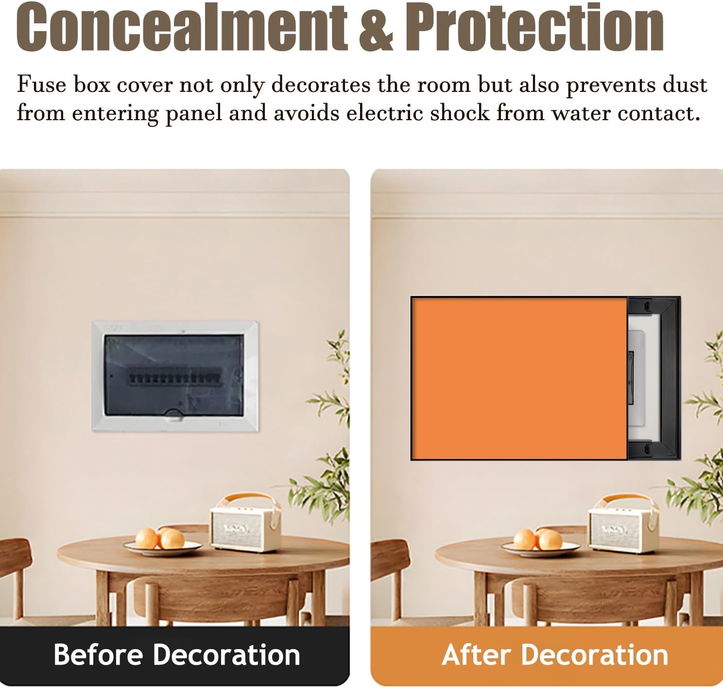Electrical Panel Cover Push-Pull Electrical Panel Cover Wall Hanging, Solid Color Fuse Box Cover Room Decor, Breaker Box Cover Hide Meter Box, for Home/Office(Green,WXL-70 x 50CM-27.6x19.7)