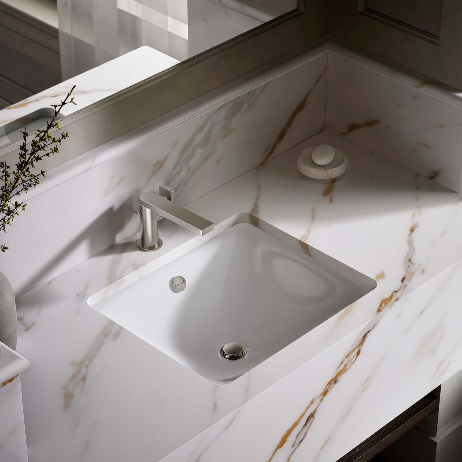 Kohler K-5400-0 Iron Plains Dual-Mount Bathroom Sink, White, 20.56