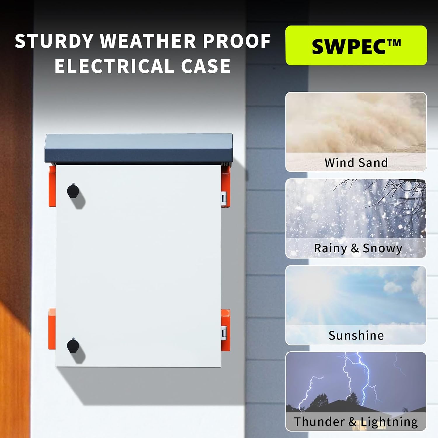 Metal Nema Enclosure with Rain Hood Weatherproof Junction Electric Breaker Box with Fan-Vent Design Electrical Cabinet with Mounting Track Hole in Back 20X24X12