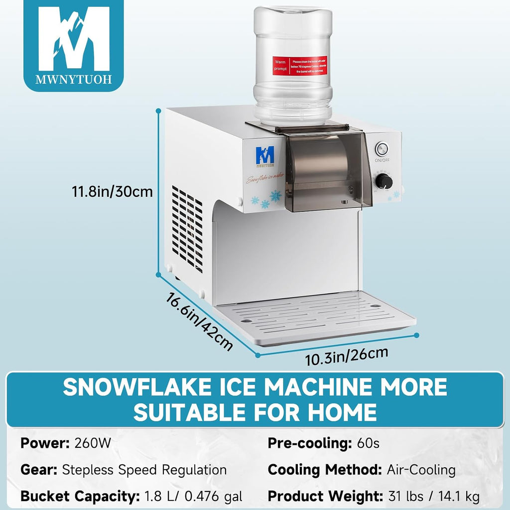 Snowflake Ice Machine,260W Shaved Ice Machine for Snowflake, Rapid Cooling, Food-Grade Stainless Steel Material, Snowflake Ice Maker for Kids/Homemade Ice Cream,Suitable for Party＆Homemade