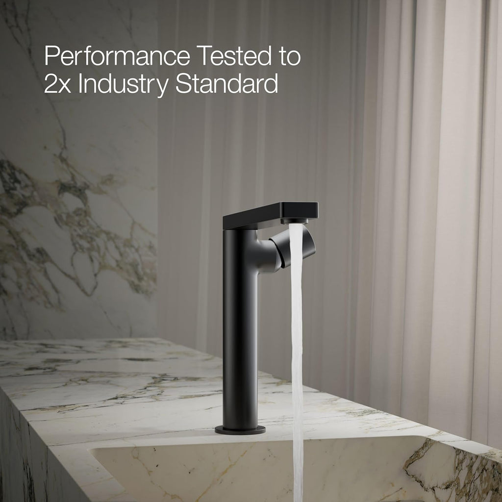 Kohler 73159-7-BL Composed® Tall Single-Handle Bathroom Sink Faucet with Cylindrical Handle, 1.2 gpm, Matte Black