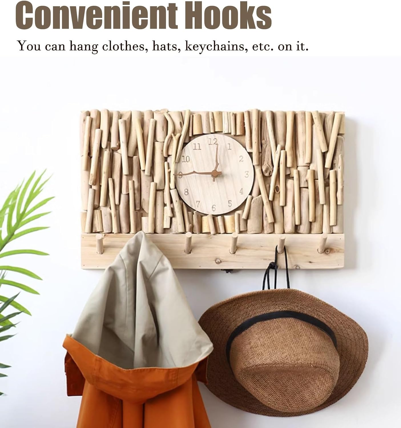 Electrical Panel Cover Wood Fuse Box Cover Cabinet Decorative, Retro Clock Breaker Box Cover Panel with Hook, Easy-to-Install Meter Box Cover for Home Office Dorm(WXH-40 x 30CM(15.7 x 11.8))