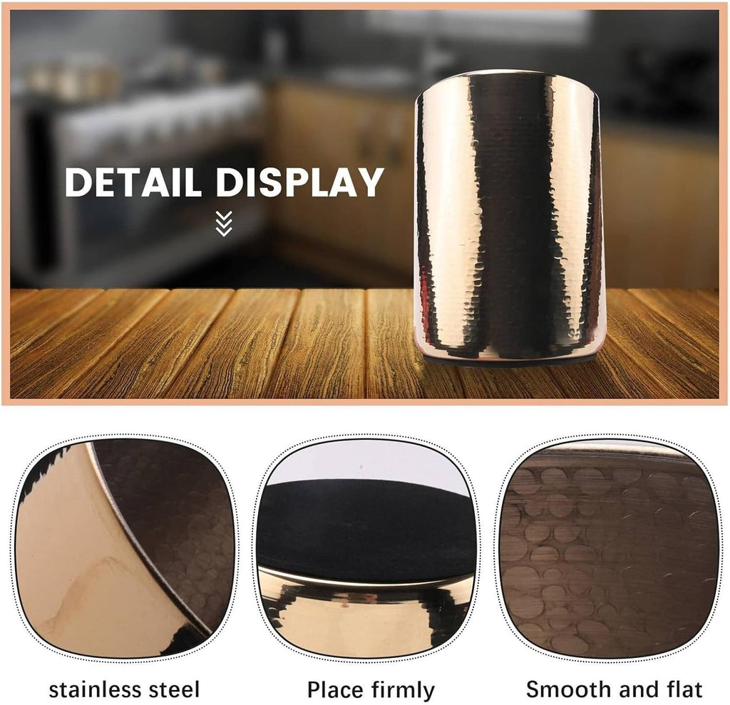 Stainless Steel Champagne Ice Bucket with Hammered Scale Design, Wine Cooler for KTV Bar Home Party, Gold Beer Bucket with Non-Slip Base