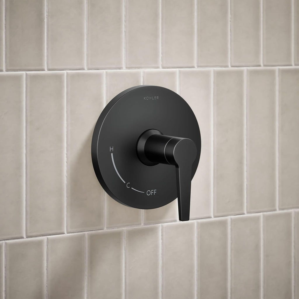 KOHLER TS97077-4G-BL Pitch Rite-Temp Shower Trim Kit, 1.75 GPM, Includes Faceplace with Handle, Showerhead, Shower Arm and Flange, Matte Black