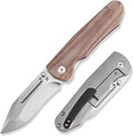 KANSEPT Superhawk Pocket Knives, 3.89'' Stonewashed CPM S35VN Steel Sharp Blade, Titanium and Brown Micarta Handle, Thumb Stud for Edc and Outdoor, 9.03'' Camping Folding Hiking Knive K1084B1