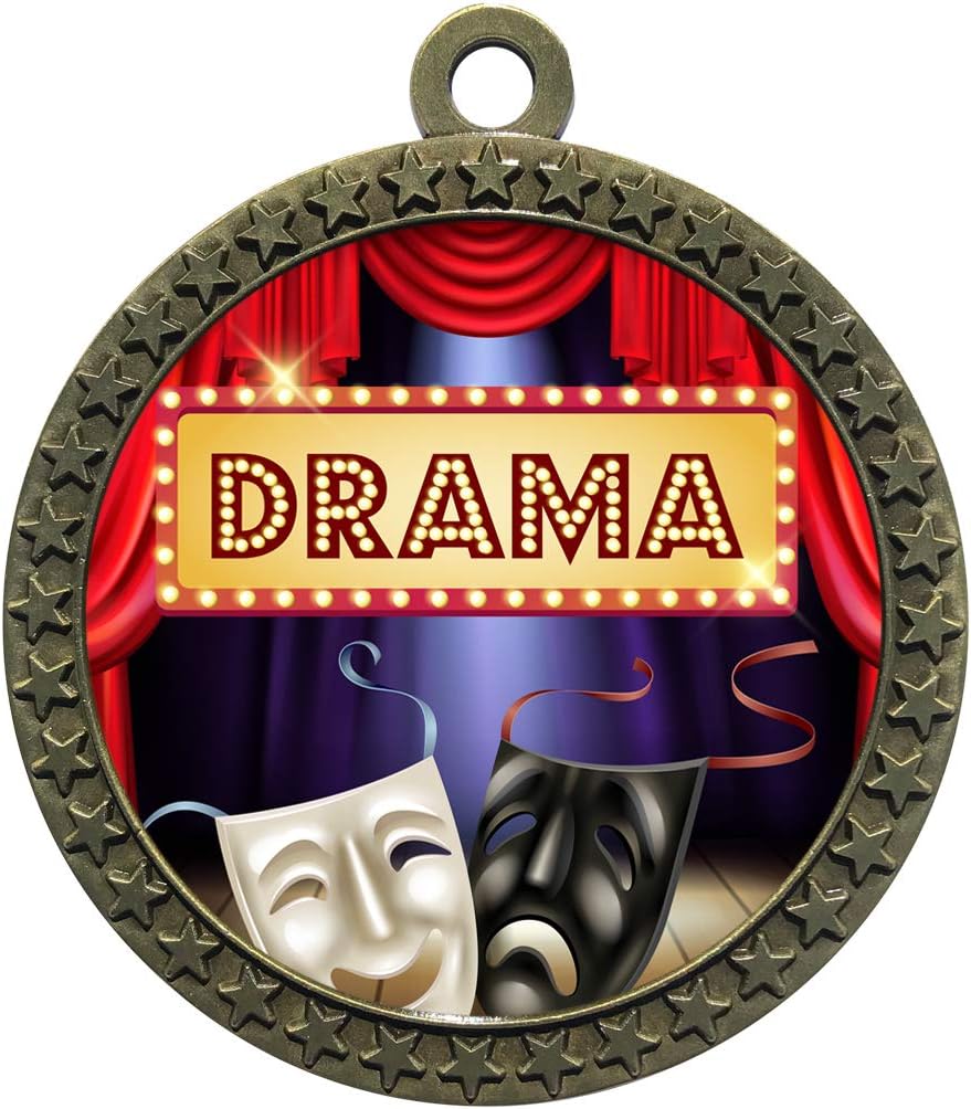 Express Medals 1 to 50 Packs Drama Gold Medal Trophy Award with Neck Ribbon D212-EG90
