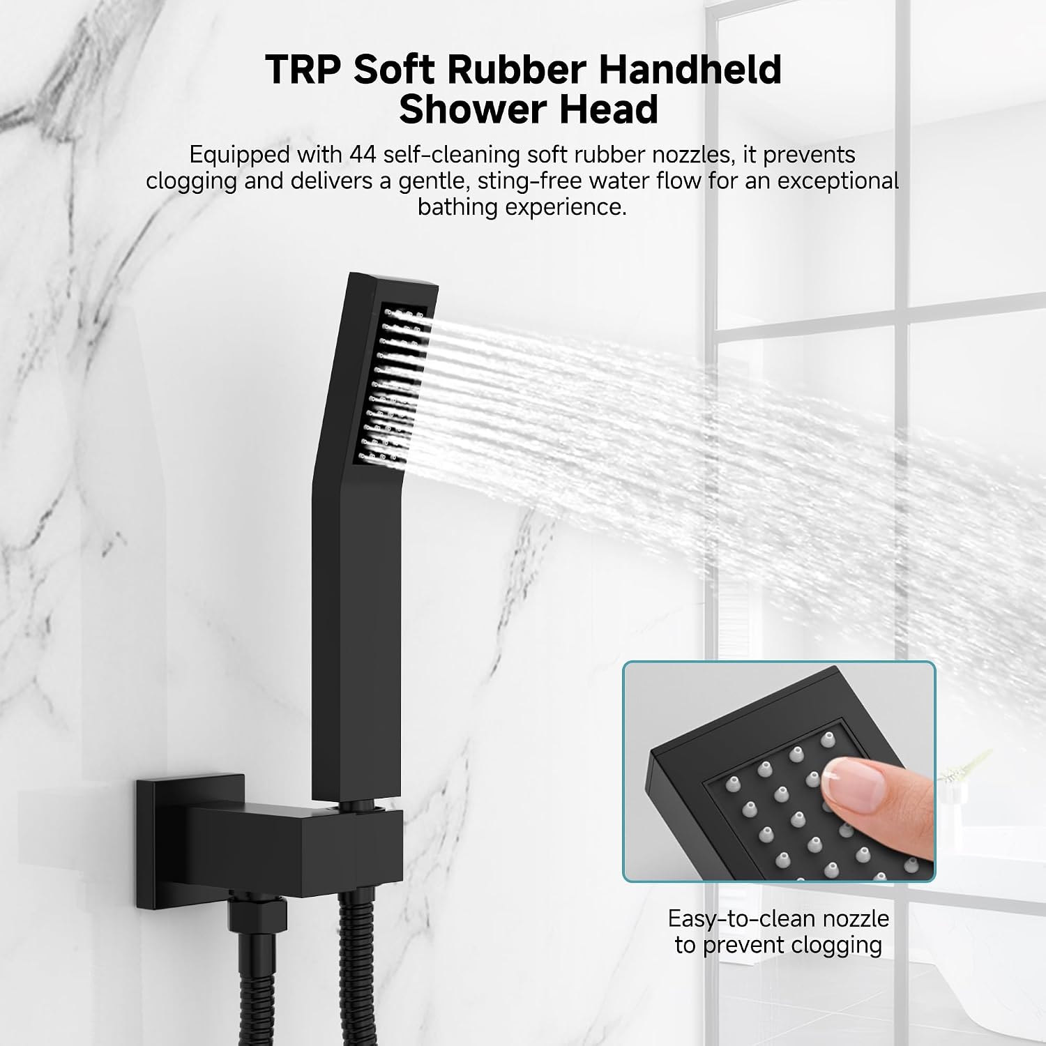 SR SUN RISE Shower Faucet Set & System - 12 Inch Rainfall Shower Head & Handle Set Wall Mounted Matte Black Solid Brass Valve Trim Kit Included