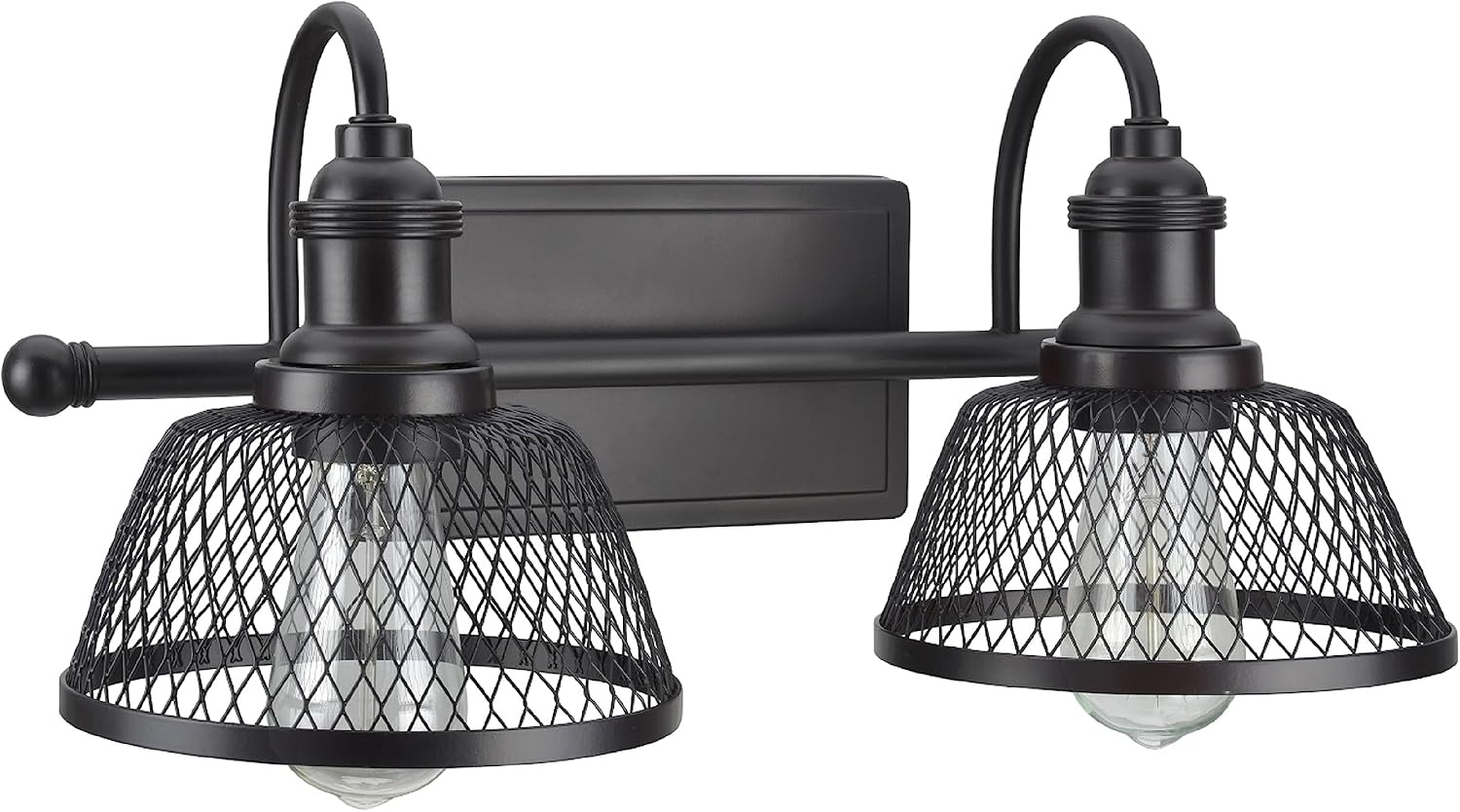 Aspen Creative 62094, Two-Light Metal Bathroom Vanity Wall Light Fixture, 17' Wide, Transitional Design in Bronze with Metal Mesh Shade