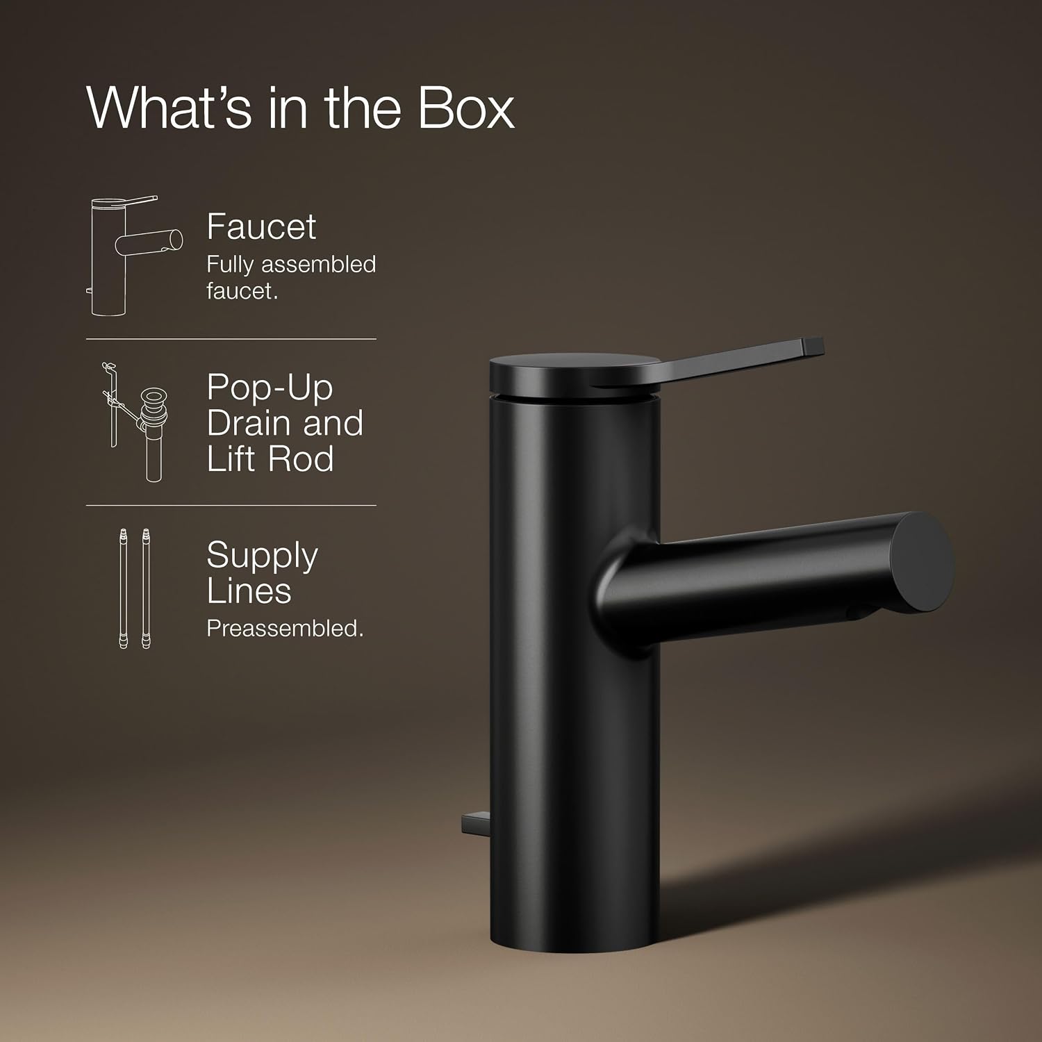 Kohler 99491-4-BL Elate® Single-Handle Bathroom Sink Faucet, 1.2 gpm, Matte Black