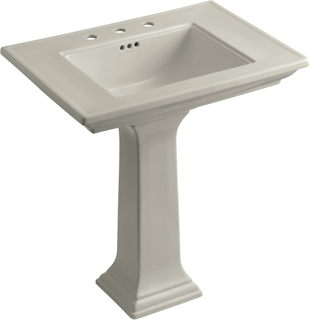 Kohler K-2268-8-G9 Memoirs Pedestal Lavatory with 8' Centers and Stately Design, Sandbar